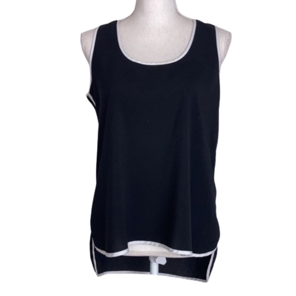 MILANO black with white trim sleeveless blouse small